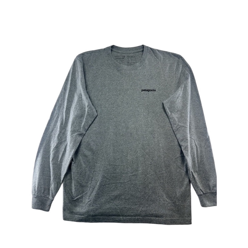Patagonia Shirt Mens Medium Gray Long‎ Sleeve Responsibili-Tee Logo Outdoors